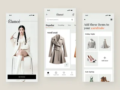 Luxury Fashion Mobile App UI Design app design beige aesthetic clothing app ecommerce app fashion app fashion store ios app design luxury app luxury branding marketplace app mobile app mobile app design premium brand product showcase shopping app shopping experience trendy app ui design ux design wardrobe app