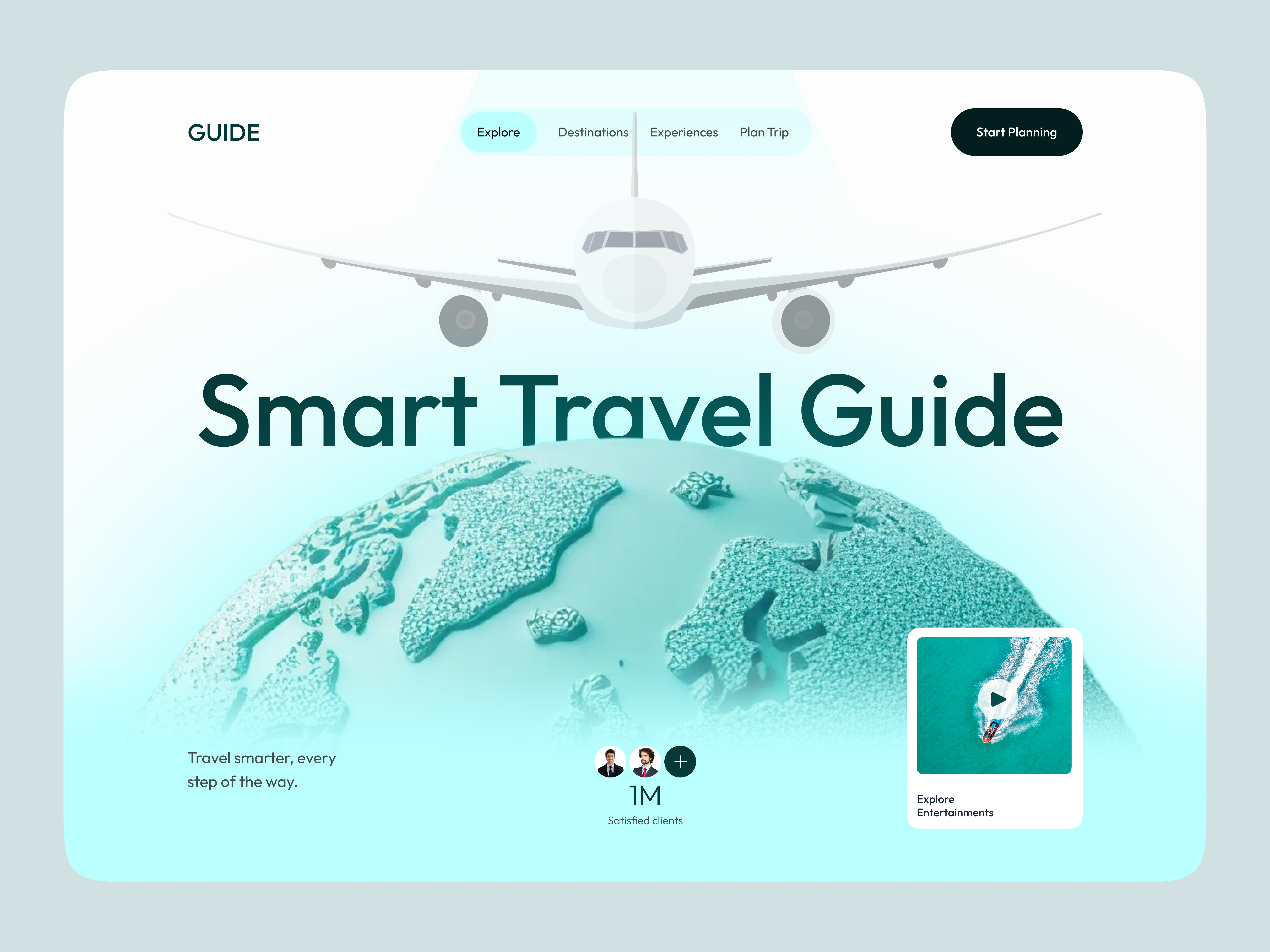 Smart Travel Guide Website – Interactive Trip Planning & Destina booking booking platform destination discovery landing page design modern web design smart travel guide tourism travel booking concept travel experience platform travel guide travel guide website travel planning website travel tech travel website trip planning platform ui design ux design web design web interface design website design