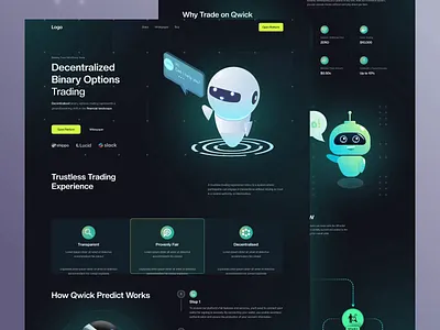 Decentralized Options Trading binary options blockchain crypto web3 dark ui defi fintech landing page modern design trading platform ui ui design ux design web design web ui website design