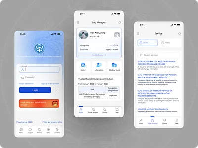 VssID Redesign Concept – Social Insurance App appdesign figma fintech minimalism mobileapp redesign socialinsurance ui ux vietnam