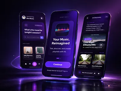 Reimagining Music Streaming with AI + MCP ai design ai interface app dark ui design interaction mcp mobile mobile ui mood driven ux music app product design ui ui design uidesign ux