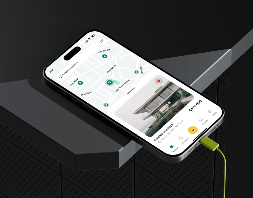 Modern Real Estate Mobile App UI – Property Finder & Map Search app concept clean ui fintech ui home listing ios app map interface minimal design mobile app design modern ui property app property finder real estate real estate app saas ui design uiux ux design