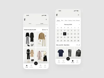 AI Wardrobe Planner App – Smart Outfit Calendar | Mobile App UI ai app app app design calendar app clean design fashion app mobile mobile app mobile app design mobile ui modern ui outfit planner productivity app saas app ui design ux design wardrobe app
