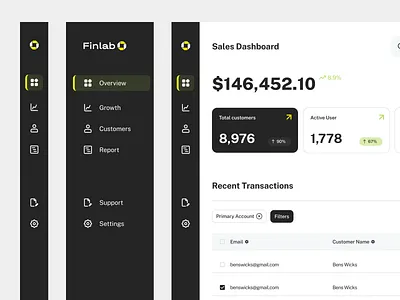 Finlab: Dual-tier sidebar navigation dashboard dashboard design menu minimal nav navigation product design saas saas design sidebar ui ux ux design web app web app ui web application
