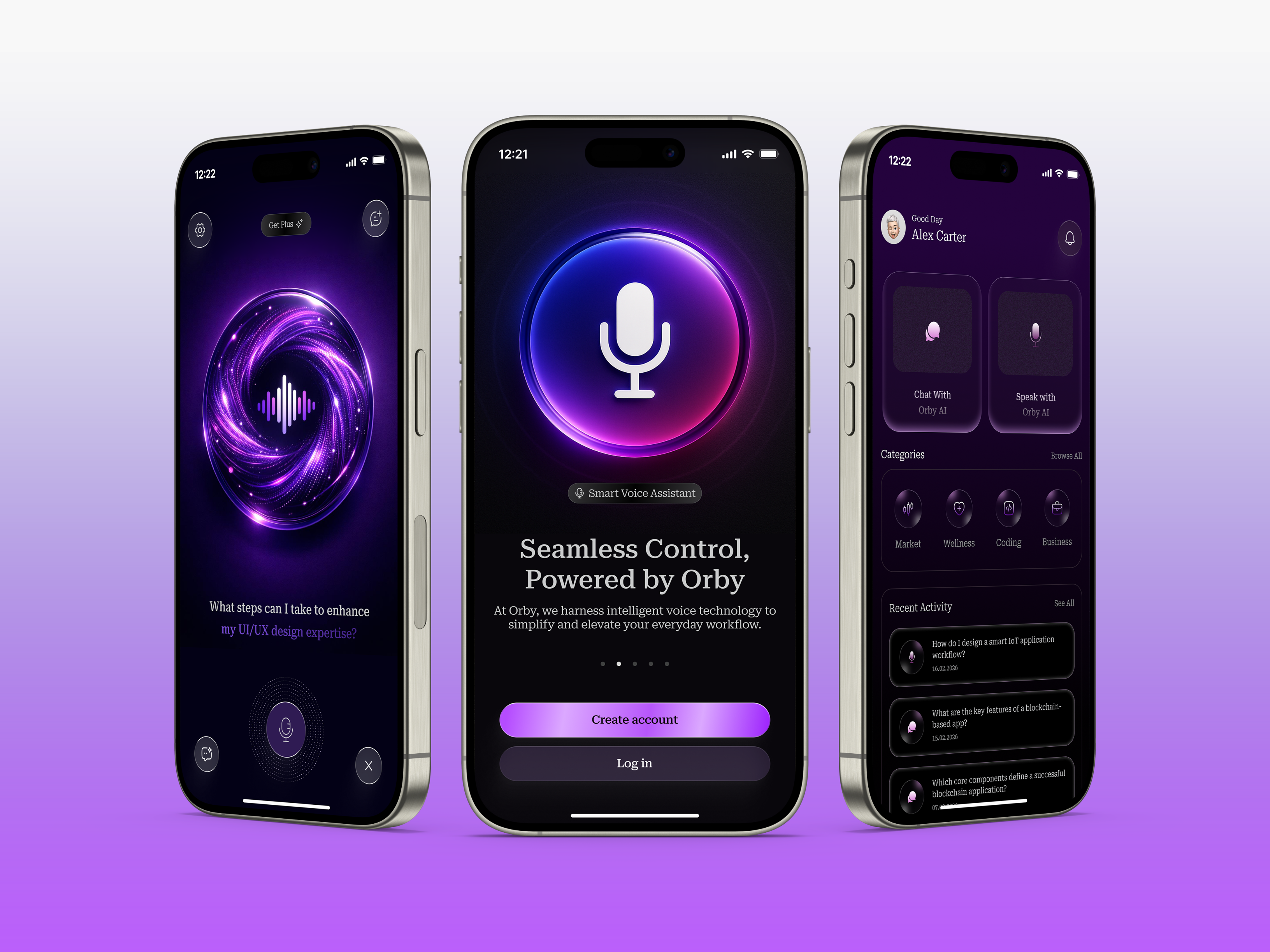 AI Voice Assistant Mobile App UI Design ai ai chatbot design ai interaction design ai mobile app chatbot fintech futuristic app design mobile app ui design mobile ux product design uiux voice assistant ui voice ui