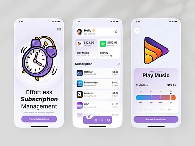 Smart Subscription Tracker App Design appconcept cleanui design expensetracker figma fintechapp mobile app mobileappdesign personalfinance subscriptionmanager subscriptiontracker ui uiux ux