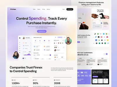 Smart Finance SaaS Dashboard Landing Page dashboard design finance fintech header hero hero section landing landing page money saas ui uiux ux web web header web ui webdesign website webui