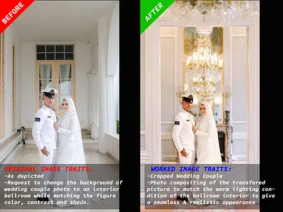 WEDDING COUPLE PHOTO COMPOSITING background crop background removal photo composite photo compositing photo editing photo retouch photoshop edit wedding photo