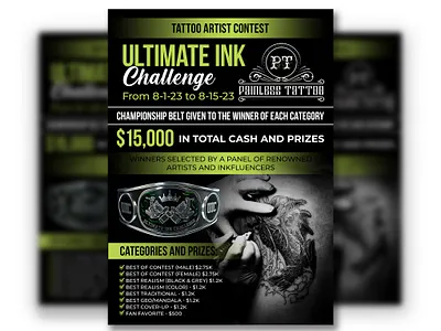 Tattoo Contest Poster bold poster design cash prize poster competition banner creative banner design custom poster event marketing graphic graphic design graphic design portfolio ink challenge poster modern flyer print ready design professional poster promo flyer social media flyer tattoo branding tattoo competition ad tattoo contest flyer tattoo event tattoo poster design tattoo studio