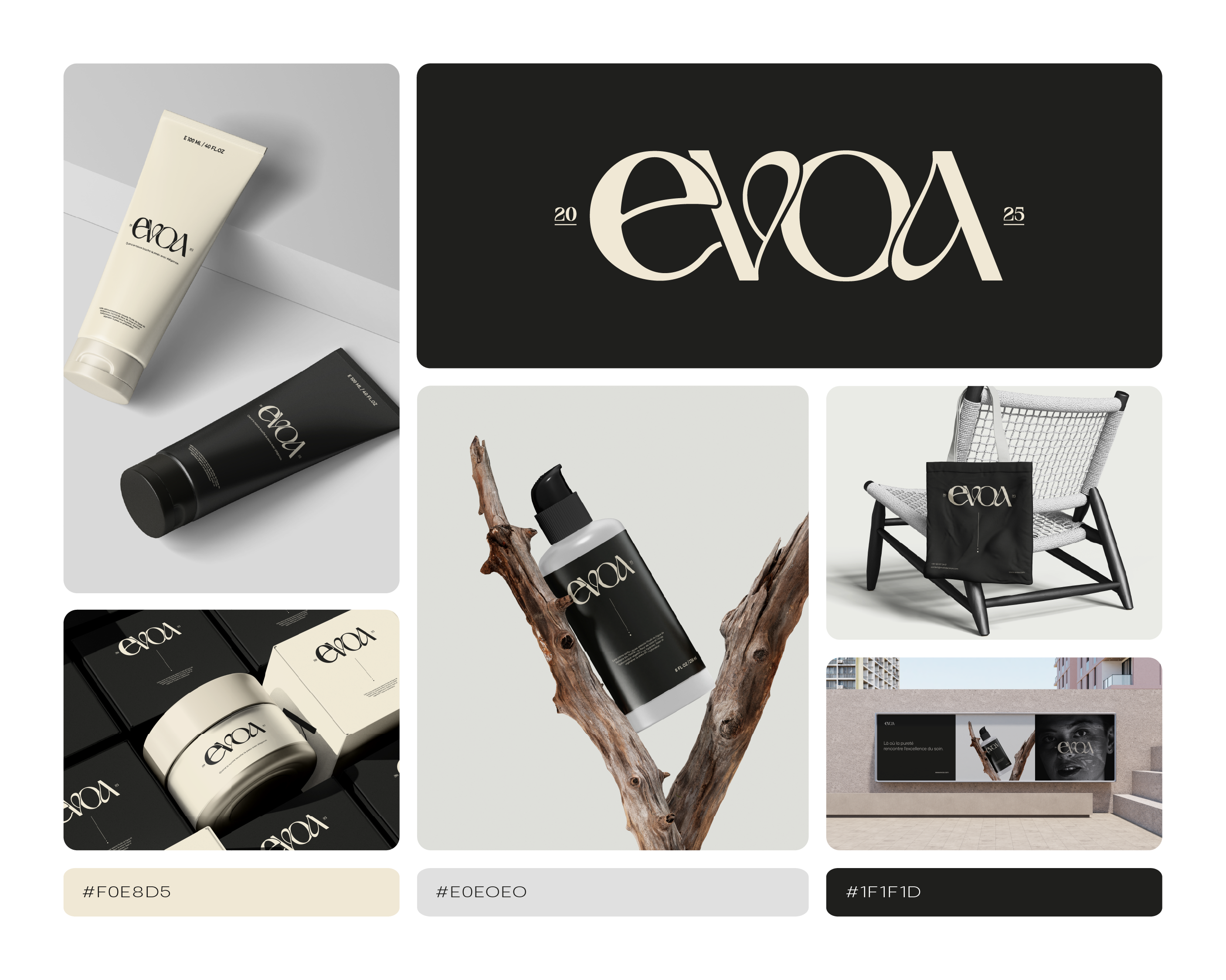 EVOA | Brand Identity brand design brand identity branding cosmetic cosmetics branding graphic designer logo logo design logotype luxury luxury logo minimal modern logo packaging packaging design poster design print skincare skincare branding visual identity