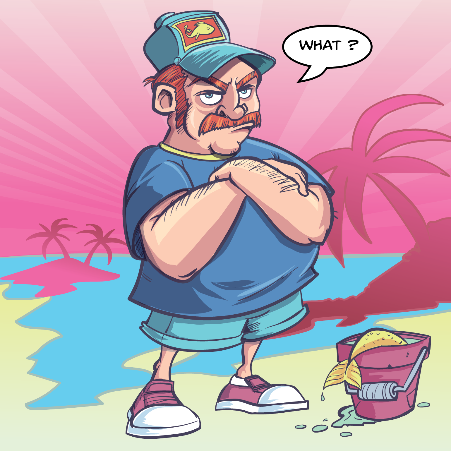 Grumpy Gone fishing adobeillustrator cartoon character design fishing illustration vector