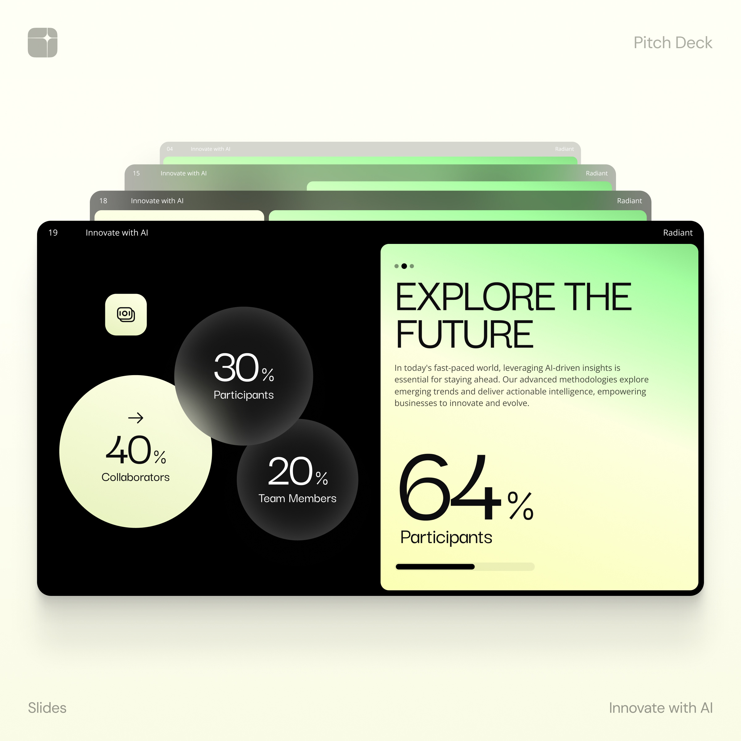 Example of Pitch deck: Slides collection UI.