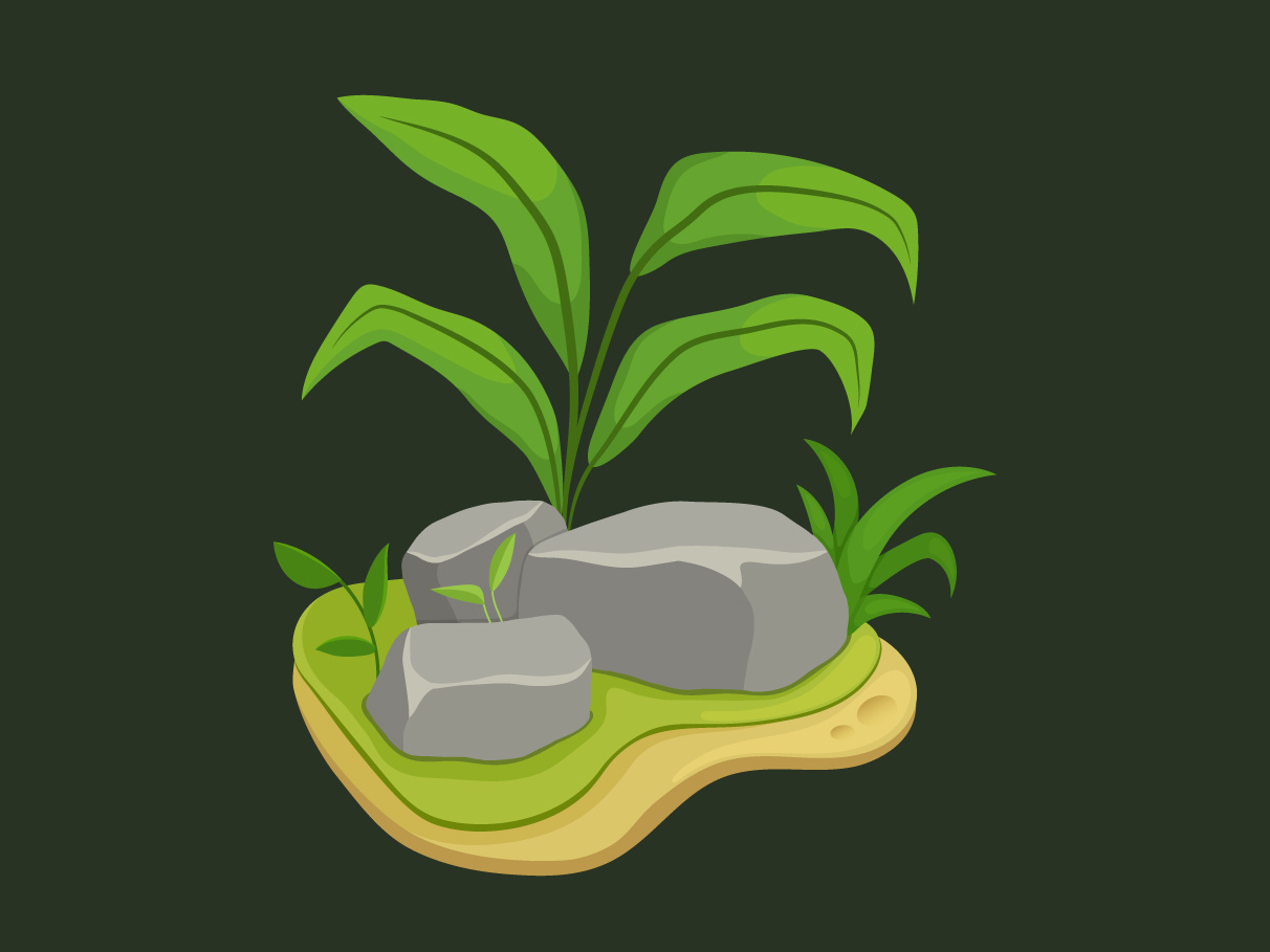 Islands & Treasure Chest Vector Illustrations 2d art cactus flowers illustration illustrator islands nature plants props rocks treasure chest trees vector illustration