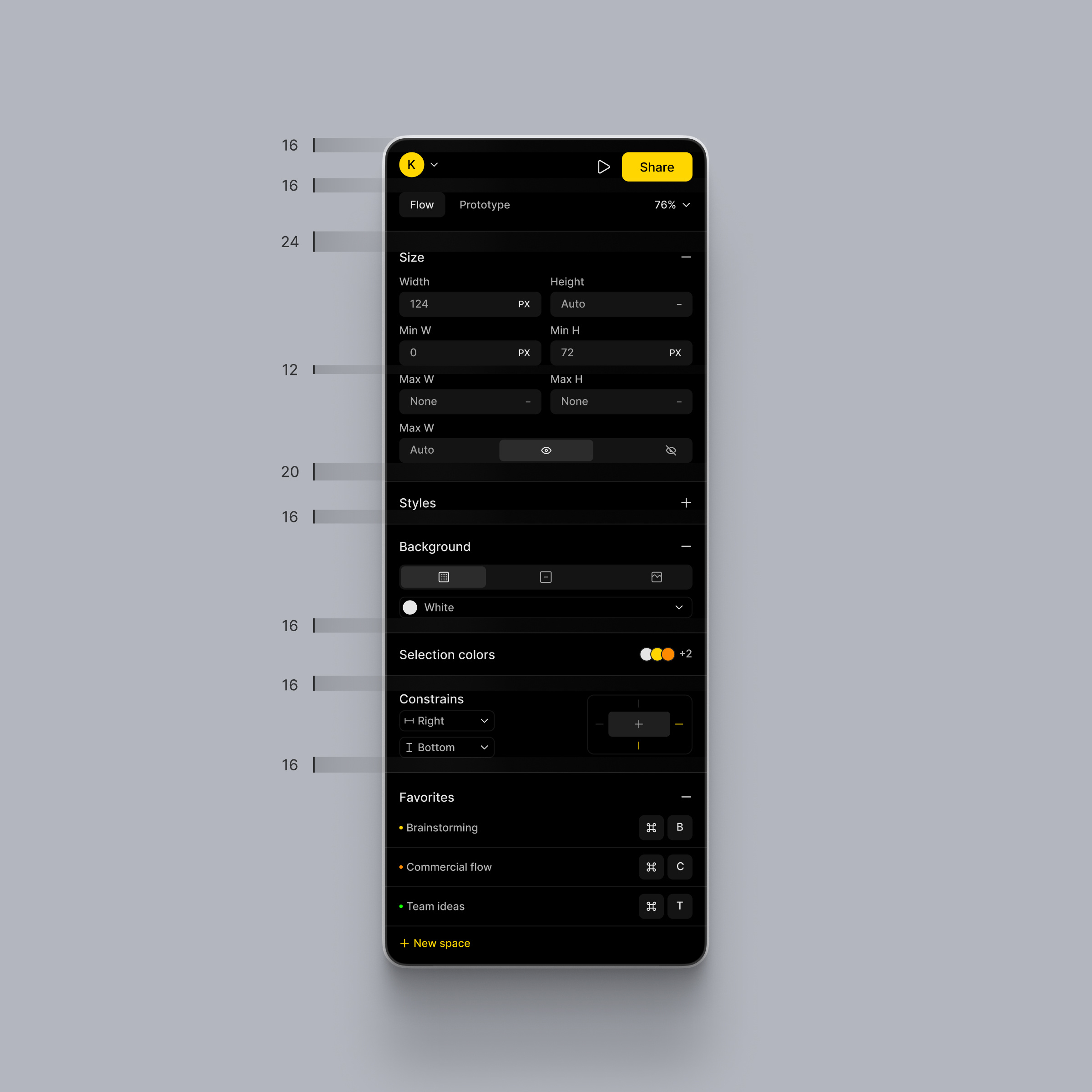 Inspector Panel Website Builder: UI design clean constrains dashboard design editor inspector panel ui user interface ux web website