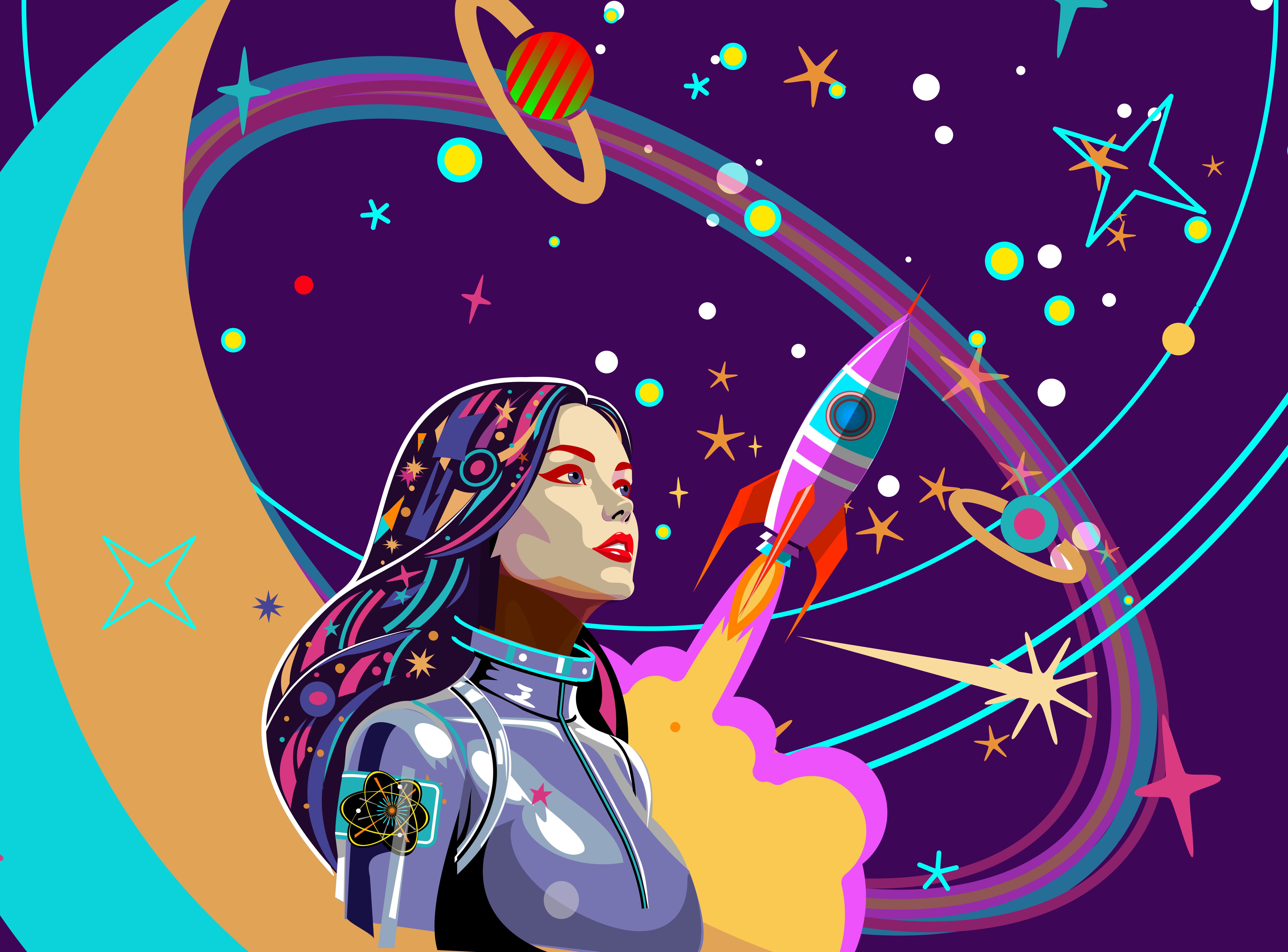 Astrodyne 0222-0827 astro astrodyne 022 0827 illustration retro future rocket shunte88 stars vector