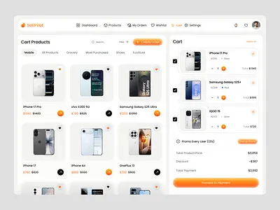 E-Commerce Dashboard – Cart List UI &UX admin dashboard cart management cart page design cart ui checkout ui dashboard design dashboard ui ecommerce ecommerce app ecommerce dashboard mobile app ui online store order management product management saas dashboard shopping app shopping cart ui ux design user dashboard web app design