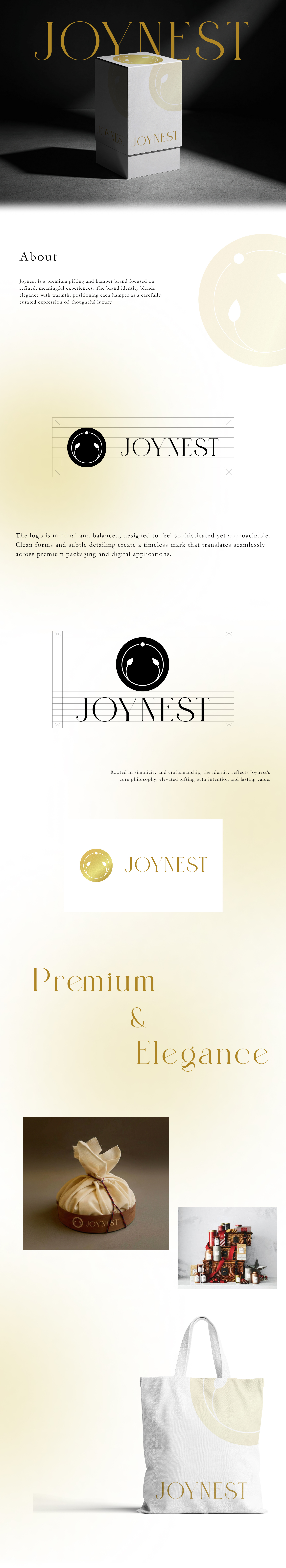 Joynest - Premium Hamper Brand Identity Design brand guidelines brand identity brand mark branding clean branding creative direction creative logo gift brand hamper brand identity logo design logo mark luxury brand luxury branding minimalist design modern branding packaging design premium branding typography visual identity