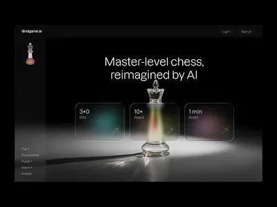 Endgame Exploration 02 3d ai chess gaming hero homepage marketing ui web website