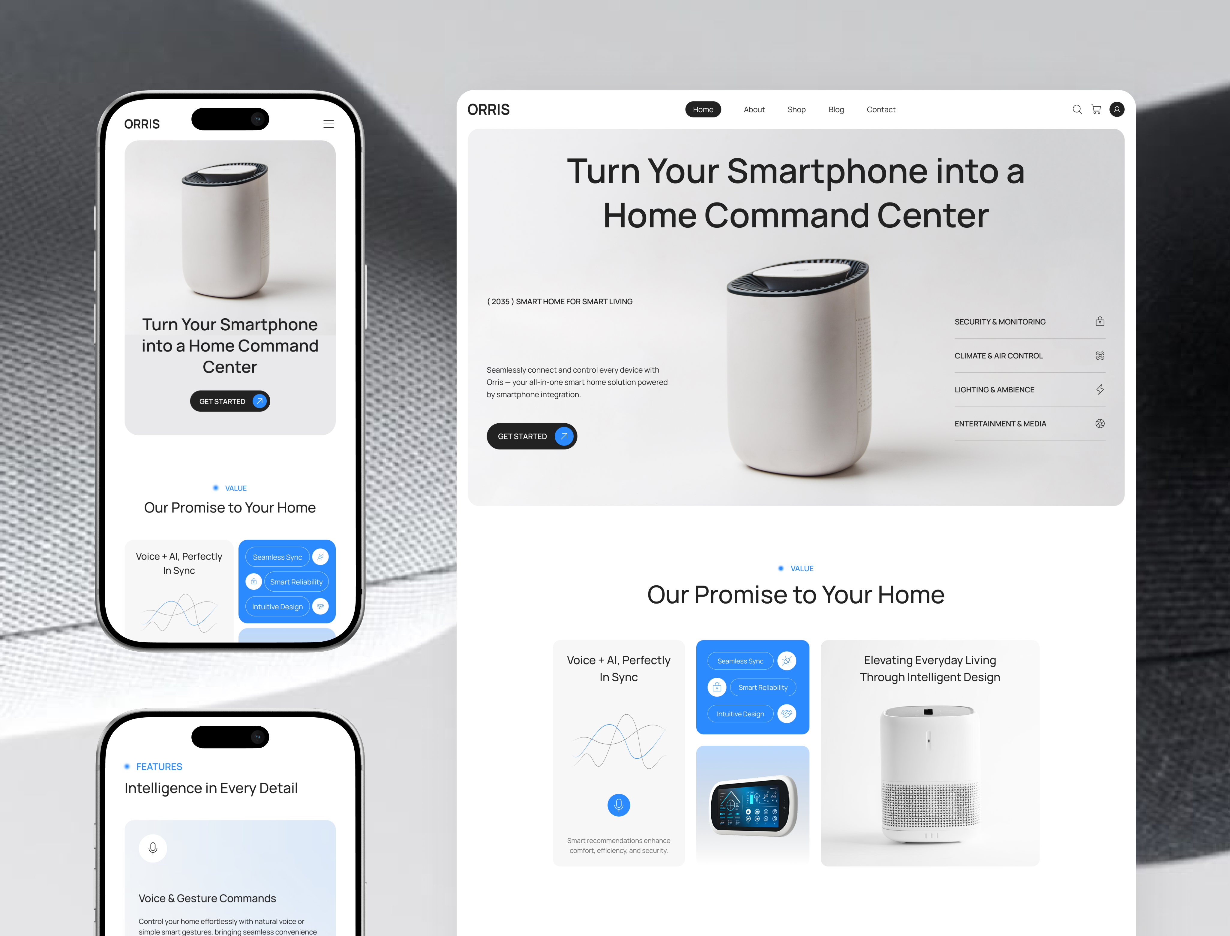 Orris Homepage – Smart Home Website UI Figma figma figma design mobile apps mobile design smart gadget smart technology smarthome ui design ui inspiration ui showcase ui trends uiux ux design web design website design
