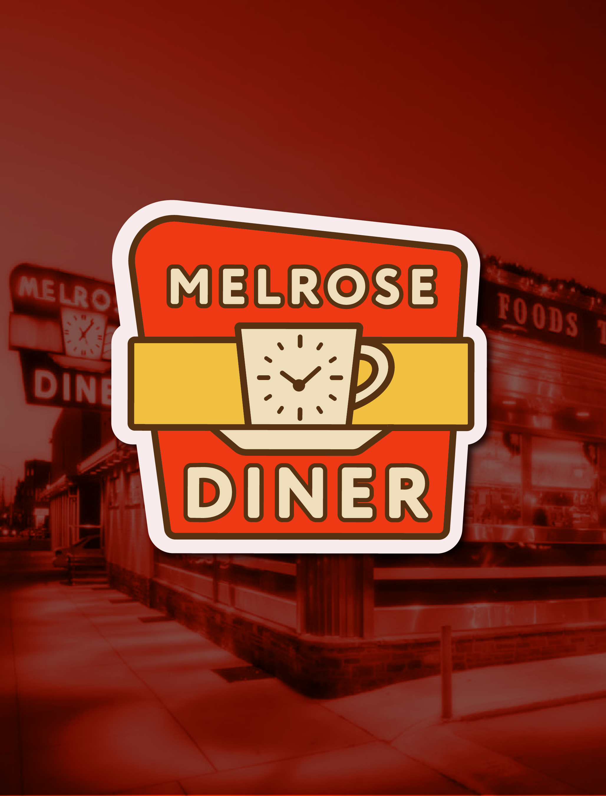 Melrose Diner sticker clock coffee diner food logo melrose orange philadelphia philly restaurant signage
