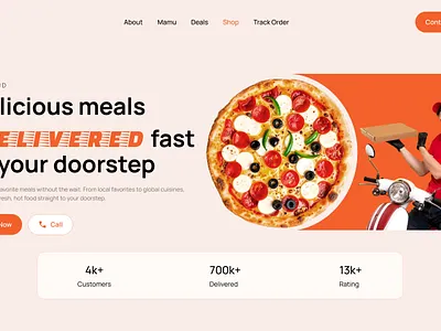 Food Delivery Landing page app landing cooking delivery delivery service food food and drink food delivery landing page food delivery website homepage interface landing marketing page page product server shopping startup ui ux web