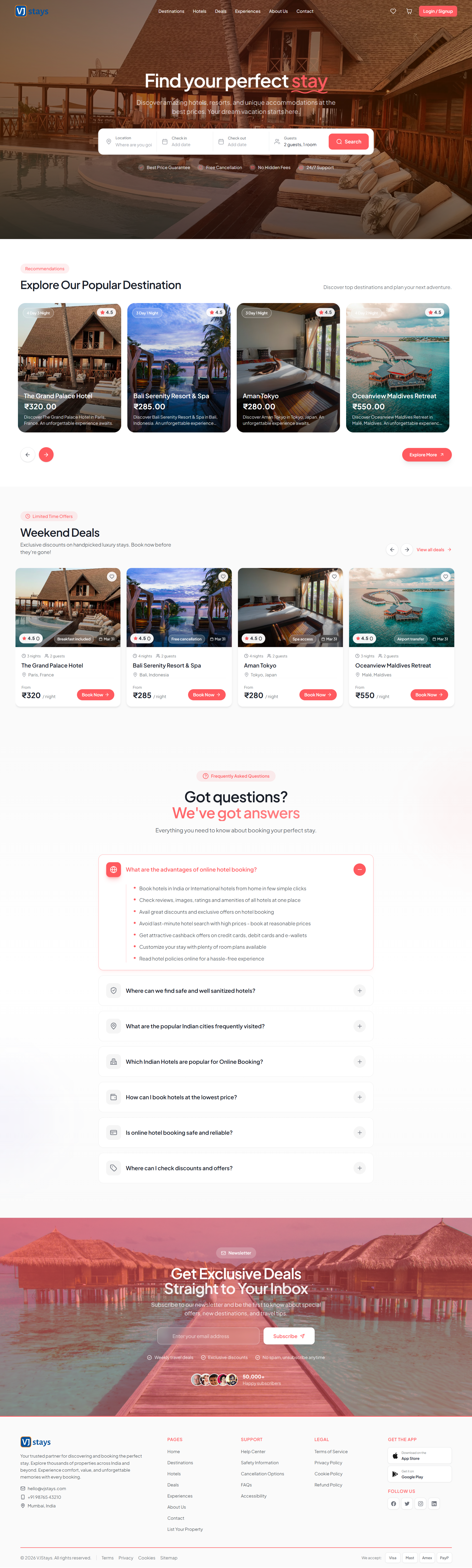 VJ Stays – Modern Stay & Accommodation Website UI accommodation booking clean figma frontend hospitality hotel landingpage modern responsive rooms stays tourism travel ui uidesign ux uxdesign webdesign website