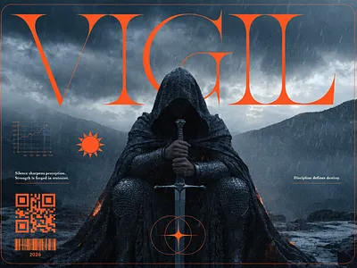 Vigil — Discipline in Silence branding campain dark design graphic design illustration typography
