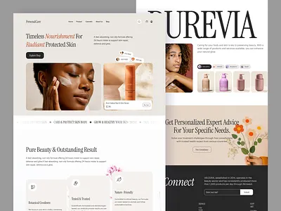Skincare Landing Page Design beauty product cosmetics ecommerce design ecommerce website glowing healthy landing page minimal design personal care skincare landing page web design website design