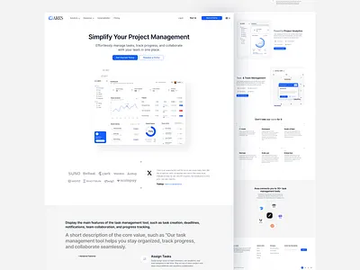 SaaS Project Management Landing Page Design appdesign creativedesign dashboarddesign designinspiration designsystem landingpagedesign minimaldesign modernwebdesign productdesign productivitydesign projectmanagementdesign saasdesign taskmanagementdesign teamcollaboration uidesign uiux userinterfacedesign uxdesign webappdesign webdesign