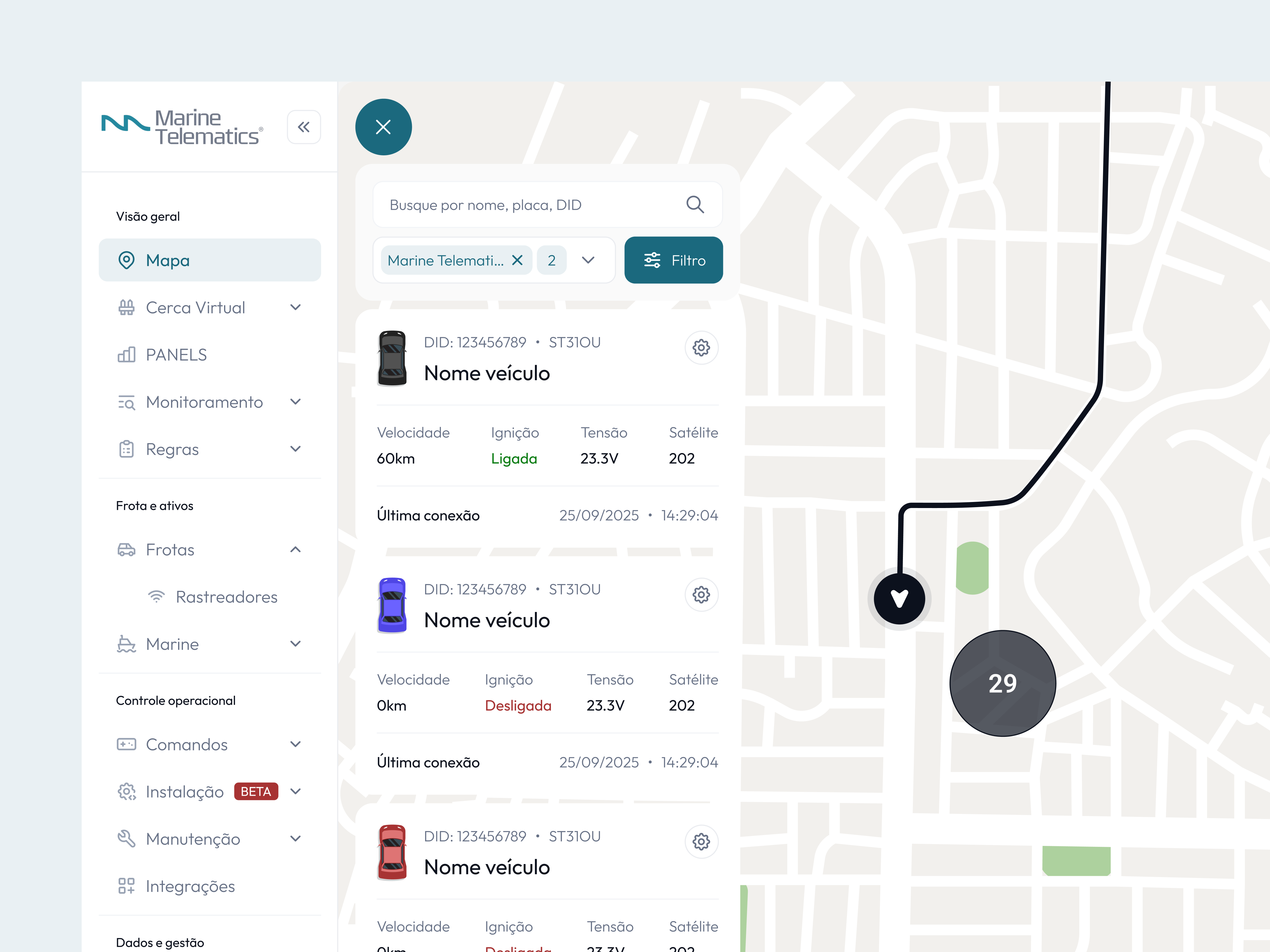 Example of Vehicle Tracking & Telematics Dashboard