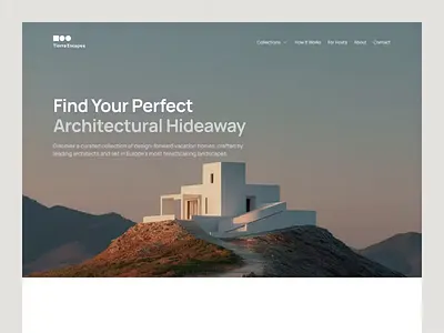 Luxury Travel Landing Page - Architectural Vacation Rentals animation architectural design architecture clean elegant landing page luxury minimal modern real estate resort travel travel website travelling ui web design