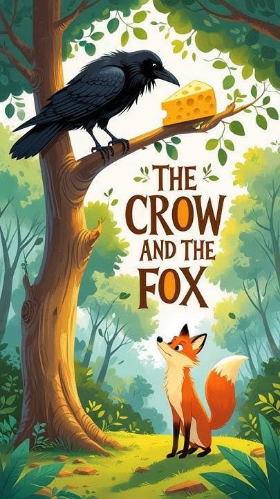 The Crow and the Fox | Classic Fable Illustration 2d art aesops fables animal characters bird art book design character design childrens book illustration childrens illustration niche classic fables creative storytelling digital illustration educational art forest scene fox illustration kids book cover narrative art picture book artist storybook artist the crow and the fox visual storytelling
