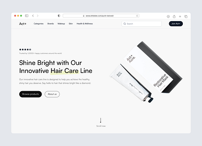 Act+, Web UI design 3d cta daily ui dailyui design elegant figma flat graphic design haircare illustration inspiration landingpage logo minimal minimalist storytelling typography ui ux