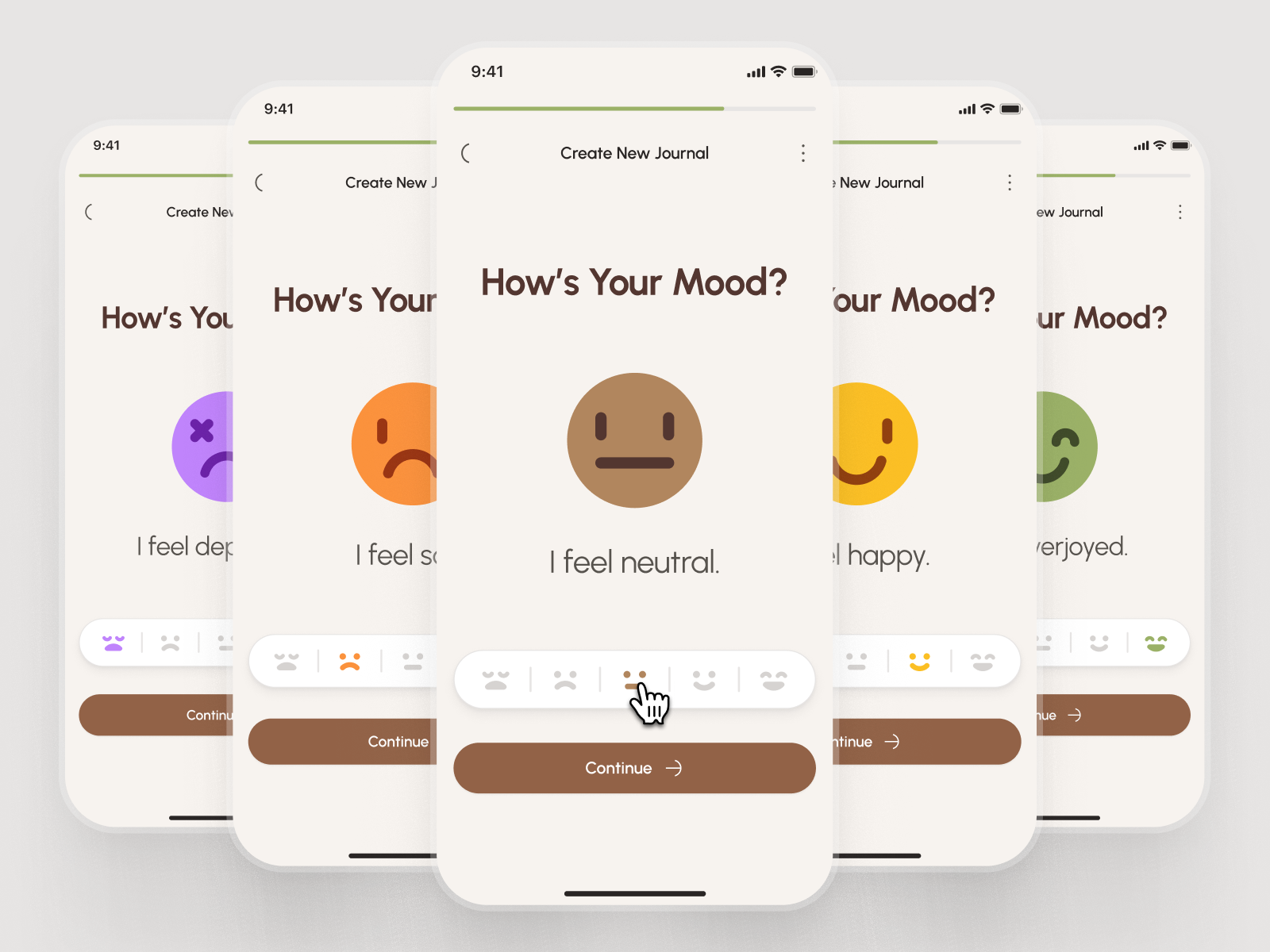 freud v3: AI Mental Health App - Mood Picker/Slider Mobile UI