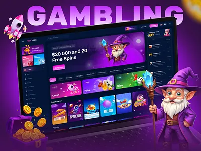 Casino Gaming Website Landing Page betting casino casino dashboard casino design casino gambling casino game casino home page casino interface casino landing page casino platfrom casino ui casino website cryopto casino gambling game interface mobile online casino registration social app