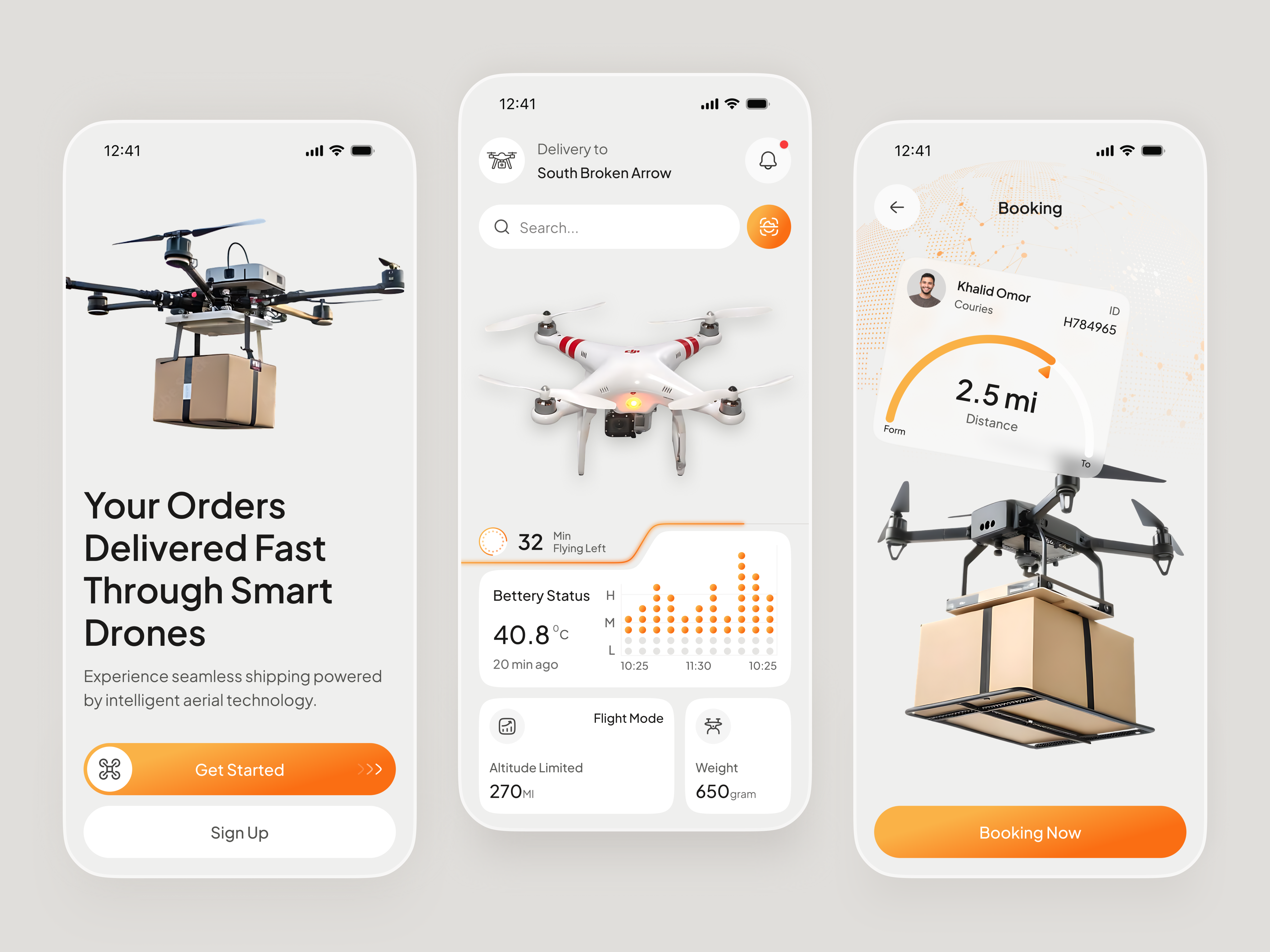 Drone Delivery Mobile App UI - Smart Logistics Tracking app design booking app dashboard ui delivery app drone drone delivery drone delivery app flight tracking logistics logistics app mobile mobile booking app mobile design mobile ui modern ui product design smart logistics tracking app uiux