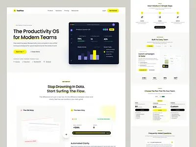TaskFlow - Task Management SaaS Landing Page ai design landing page landing page design project management saas task task management ui uiux web design website website design