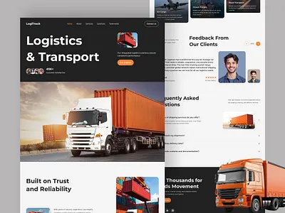 LogiTrack – Logistics Landing Page | Shipping | Cargo | Qudra business website cargo corporate website design delivery freight website design logistics logistics landing page logistics website modern landing page qudra saas website shipping shipping company website supply chain website transport website transportation ui trucking company website ui ux design web design website design