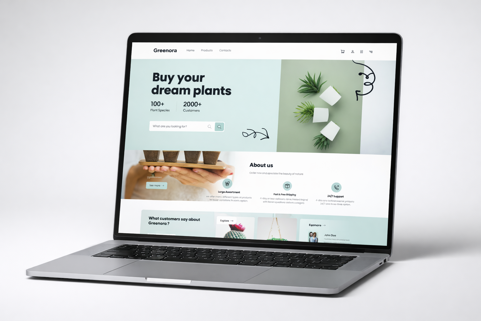 Greenora – Modern Plant E-commerce Website graphic design ui