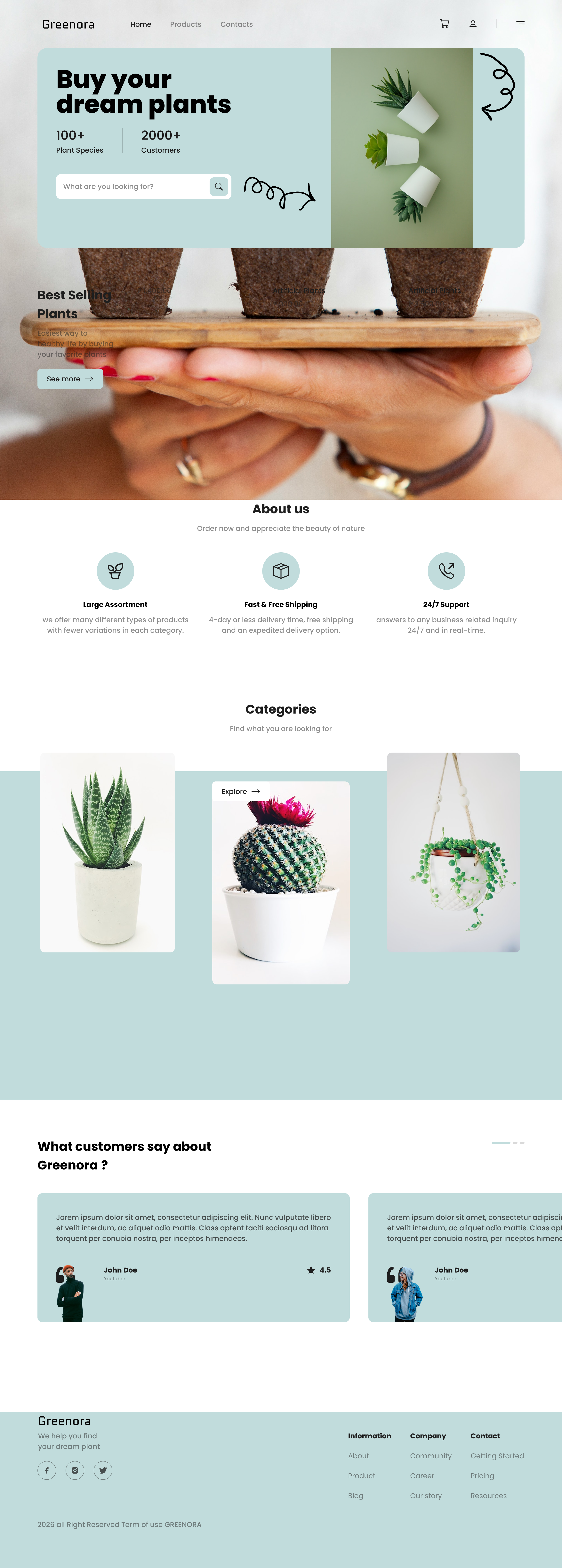 Example of Modern Plant E Commerce Website 