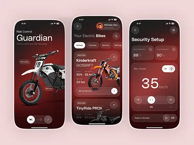 Smart Electric Bike Control App UI app concept bike app clean ui electric bike electric vehicle ev app interaction design ios app mobile app design mobility app modern ui product design smart app smart device smart mobility tracking app tracking ui ui design ux design vehicle app