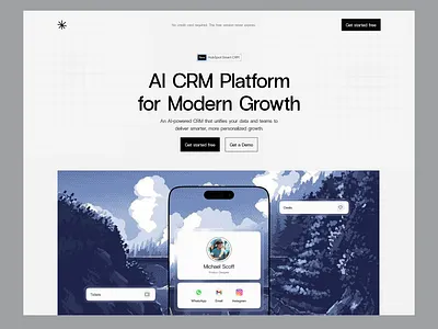 AI CRM SaaS Website Design ai agent ai crm ai dashboard ai website crm dashboard enterprise saas product design saas design startup website tech website web design