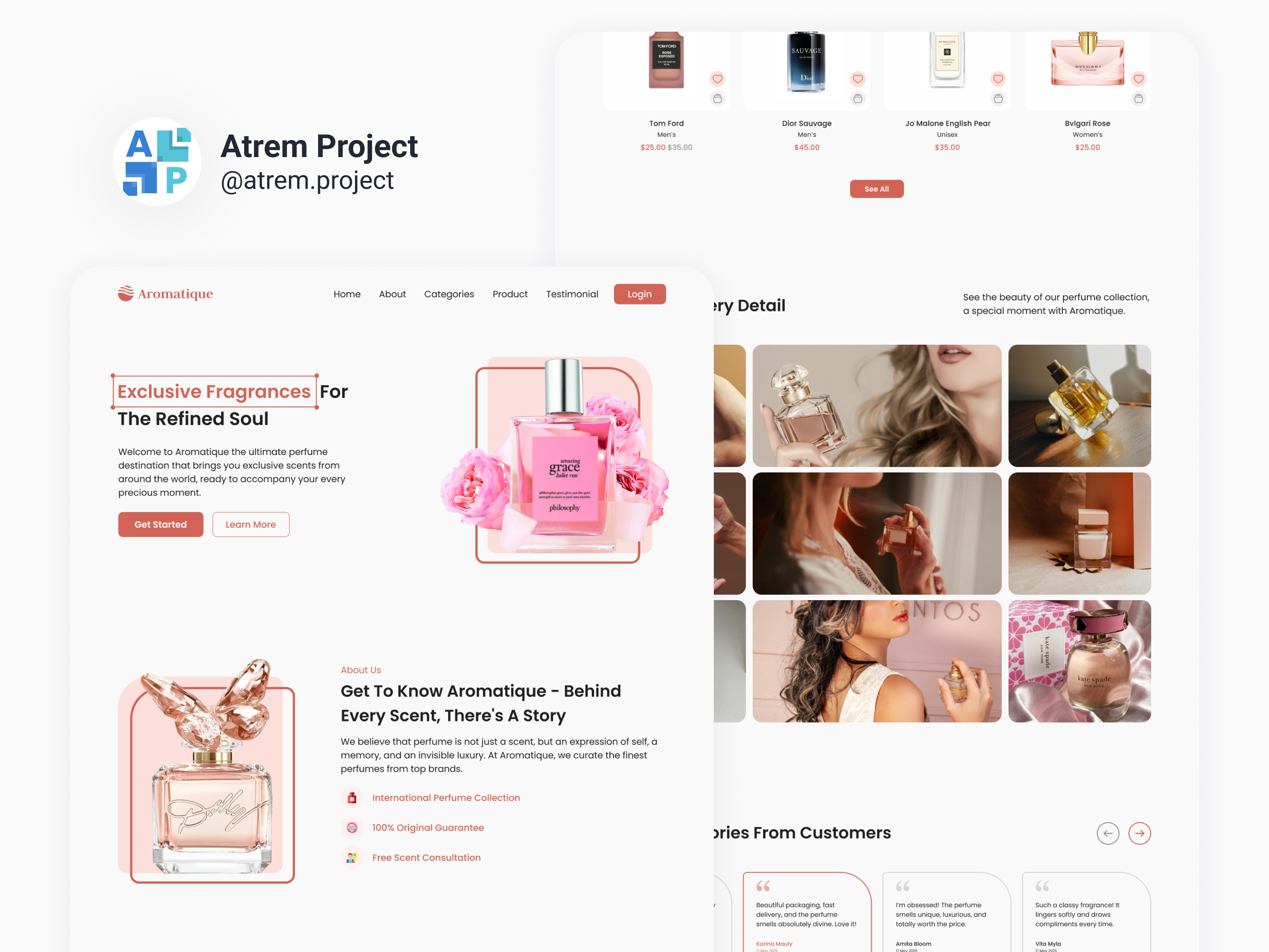 Aromatique - Landing Page Parfume UI atrem project dashboard figma landing page mobile app ui uiux user interface ux web design