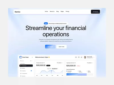 SaaS Landing Page bank dashboard finance finance management system finance saas financial dashboard fintech fintech website design landing page landing page design modern design oripio product design saas saas dashboard saas landing page saas website startup platform ux ui design web design