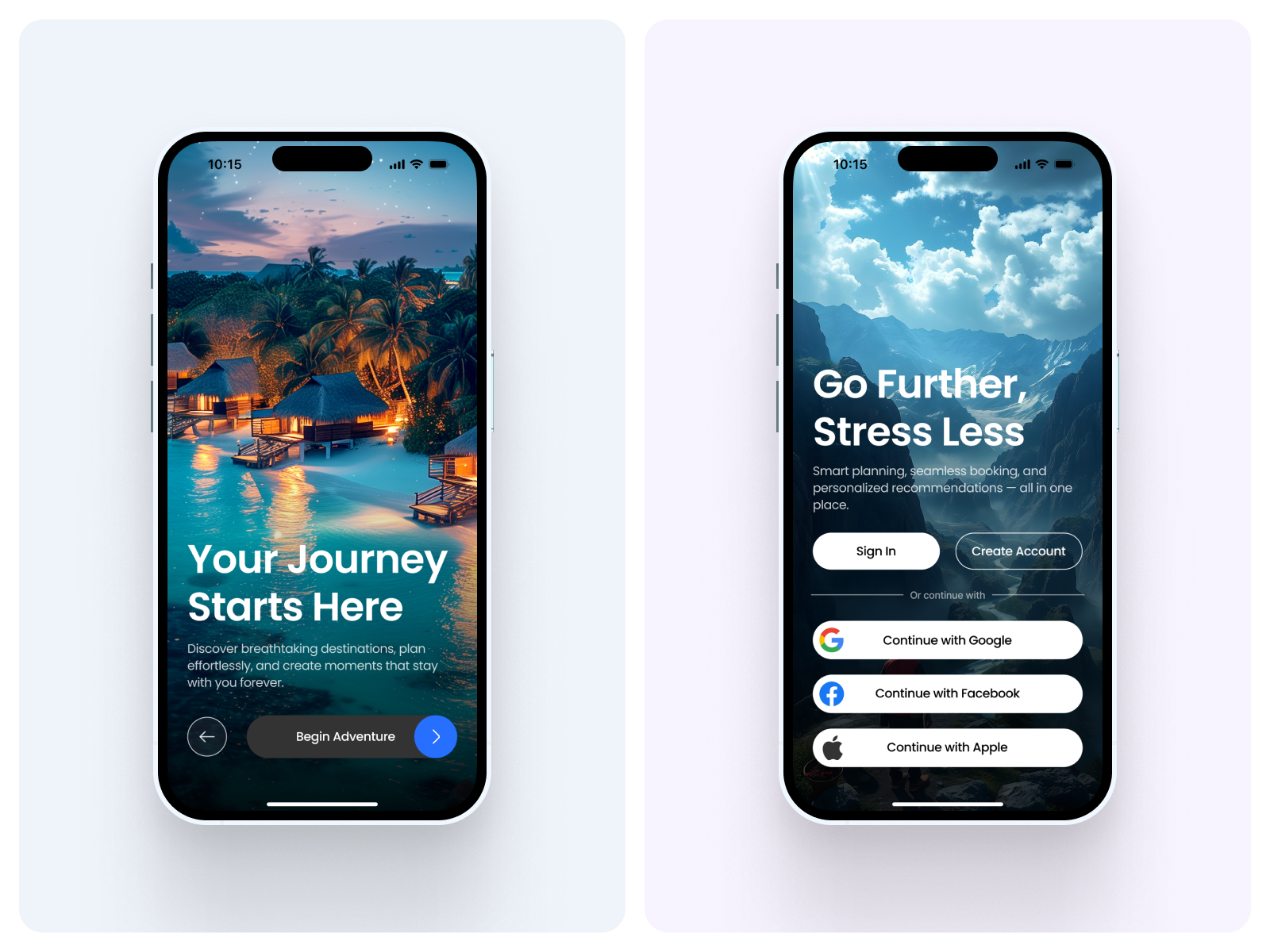 Travel App Onboarding & Authentication Mobile UI app design interaction design interface design mobile ui onboarding design responsive design travel app ui concept user experience user flow user interface user testing ux design welcome screen wireframe