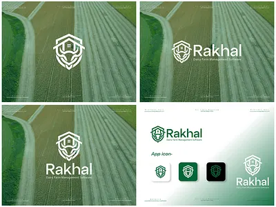 RAKHAL – Dairy Farm Management Software Logo Design | agri branding agriculture logo agriculture technology agritech app logo brand identity cow logo dairy farm digital farming farm management farm software livestock logo logo concept logo design modern logo saas logo smart farming software logo tech branding