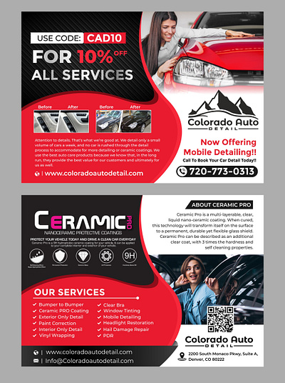 Post Card Design of Car Wash and Detailing Studio branding graphic design