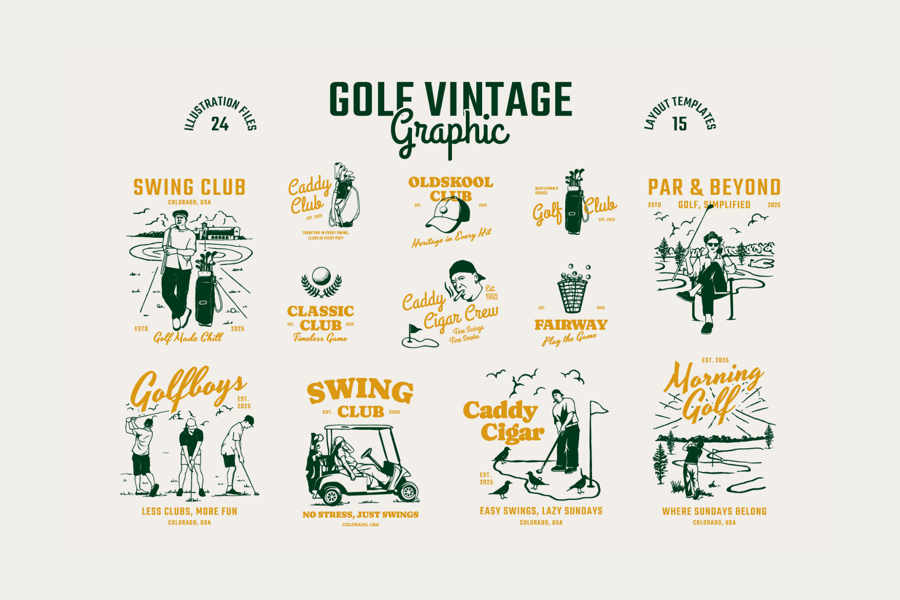 Golf Vintage Graphic apparel badge design branding golf branding golf club golf design golf graphic golf merch illustration logo merch design pre made design retro golf retro logo vintage vintage golf vintage t shirt
