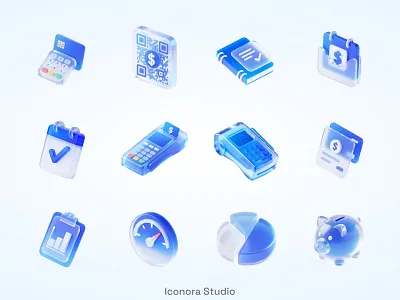 Aqua Finance Icons 3dicon creditcard financeui ledger paymenticons piggybank png qrpayment render speedometer transparentbg uidesign
