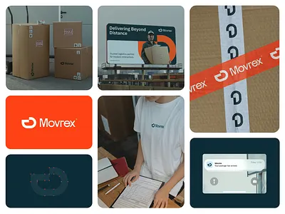 Movrex — Brand Sneak Peek billboard design brand application brand identity brand system branding corporate identity delivery brand identity design logistic merchandise branding mobile ui modern branding movrex packaging design startup branding transportation branding ui notification visual identity system